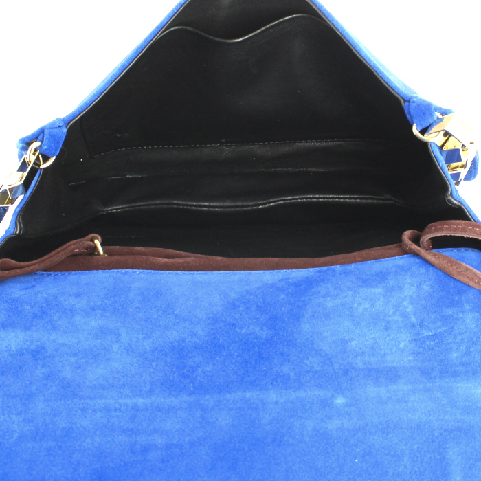 Pierre Hardy sac/pochette en daim bleu et marron - Detail D3