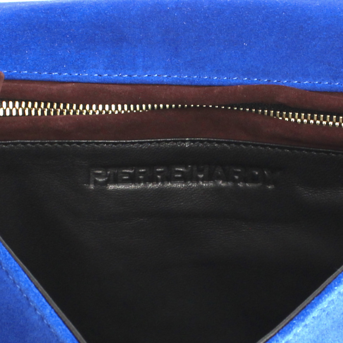 Pierre Hardy sac/pochette en daim bleu et marron - Detail D4