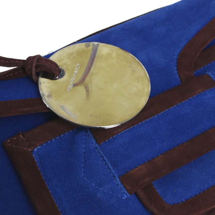 Pierre Hardy sac/pochette en daim bleu et marron - Detail D5