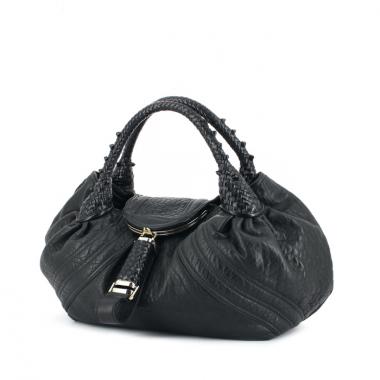 Borsa Spy in pelle martellata nera