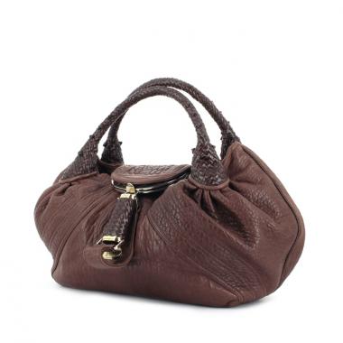 Borsa Spy in pelle martellata marrone