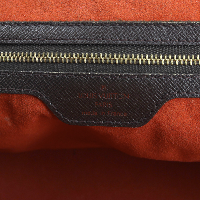 Handbag in ebene damier canvas and brown leather - Detail D3