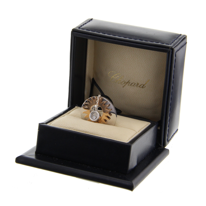 Ciondolo Chopard Happy Diamonds in oro bianco,  oro rosa e diamante - Detail D2