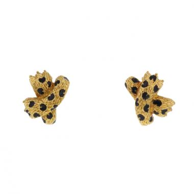 Pendientes Fred Panthère en oro amarillo y esmalte negro