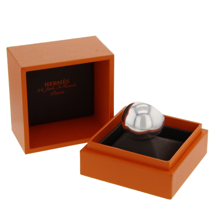 Hermes Quark boule ring in silver and rubber - Detail D2