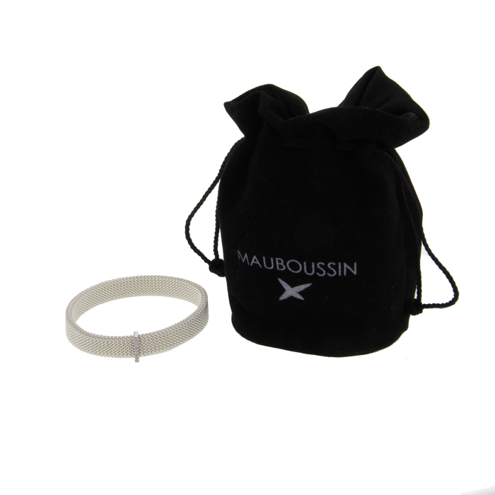 Bracelet Mauboussin Moi Non Plus & Toi Non Plus en acier,  or blanc et diamants