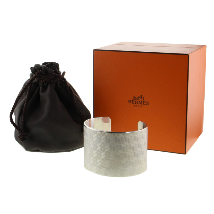 Bracelet rigide ouvert Hermes en argent - Detail D2