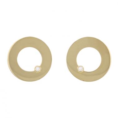 Paire de boucles d'oreilles Dinh Van Cible grand modèle en or jaune et diamants