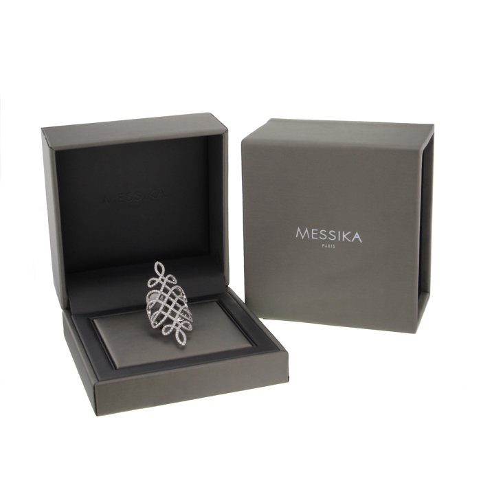 Sortija Messika Promess modelo grande en oro blanco y diamantes - Detail D2