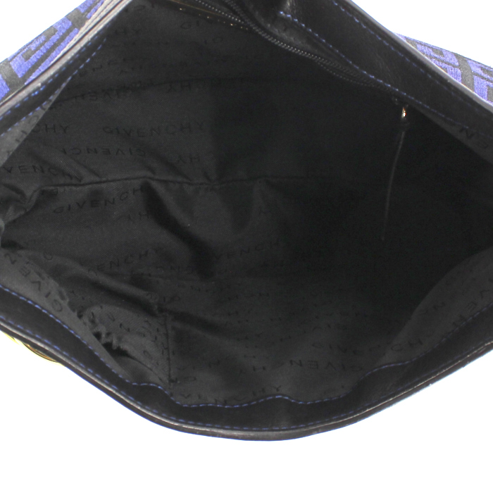 Givenchy sac à main en toile monogram noire et bleue et cuir noir - Detail D2