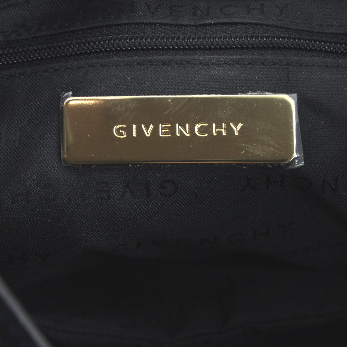Givenchy sac à main en toile monogram noire et bleue et cuir noir - Detail D3
