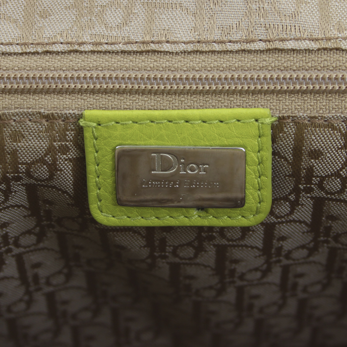 Dior shopping bag in beige wicker and anise green leather - Detail D3