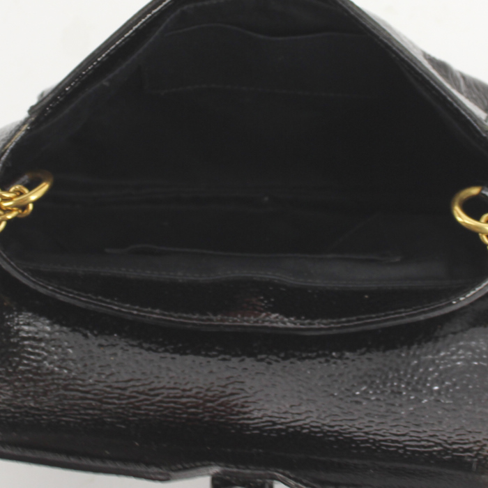 Yves Saint Laurent sac à main en cuir vernis noir - Detail D3