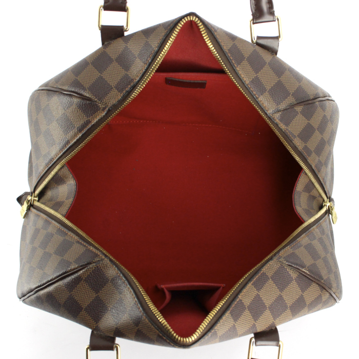 Louis Vuitton Ribera medium model handbag in ebene damier canvas and brown leather - Detail D2