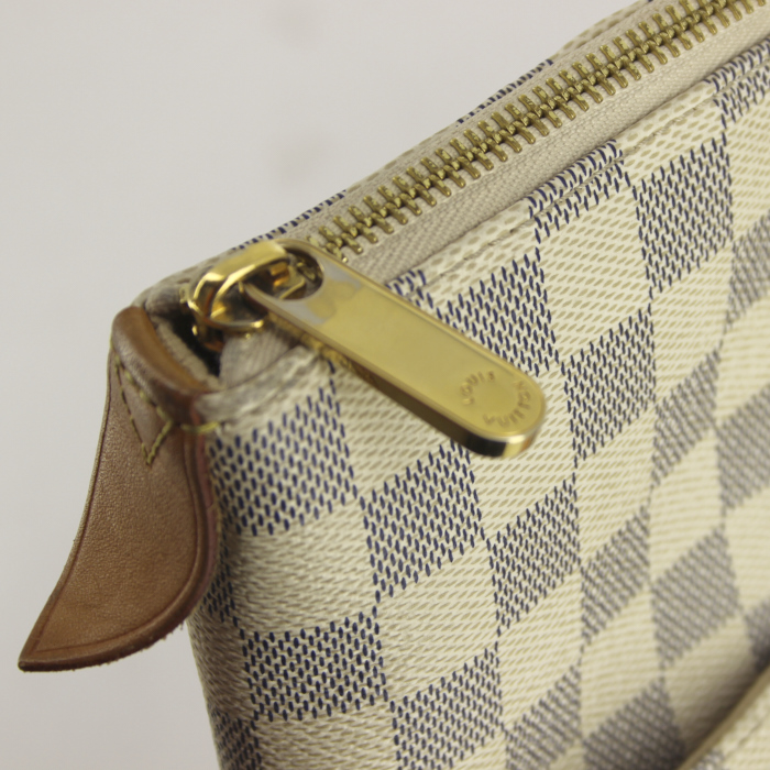 Louis Vuitton Totally handbag in azur damier canvas and natural leather - Detail D5