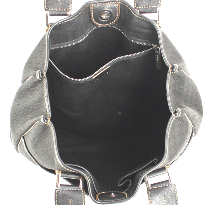 Celine shopping bag in black monogram canvas and leather - Detail D2