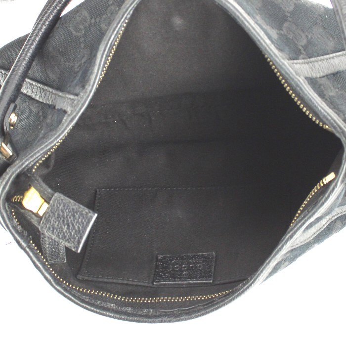 Gucci handbag in monogram canvas and black leather - Detail D2