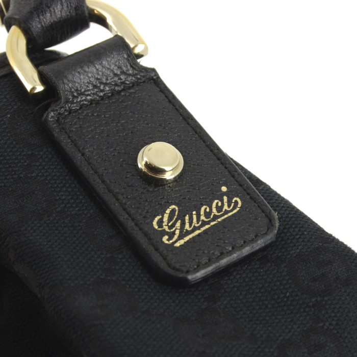 Gucci handbag in monogram canvas and black leather - Detail D4