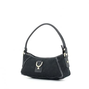 Gucci handbag in monogram canvas and black leather