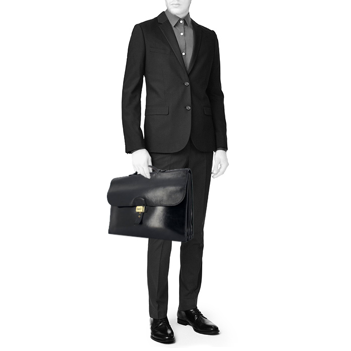 Porte-documents Hermes en cuir box noir - Detail D1