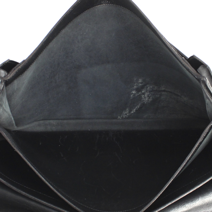 Hermes briefcase in black box leather - Detail D3