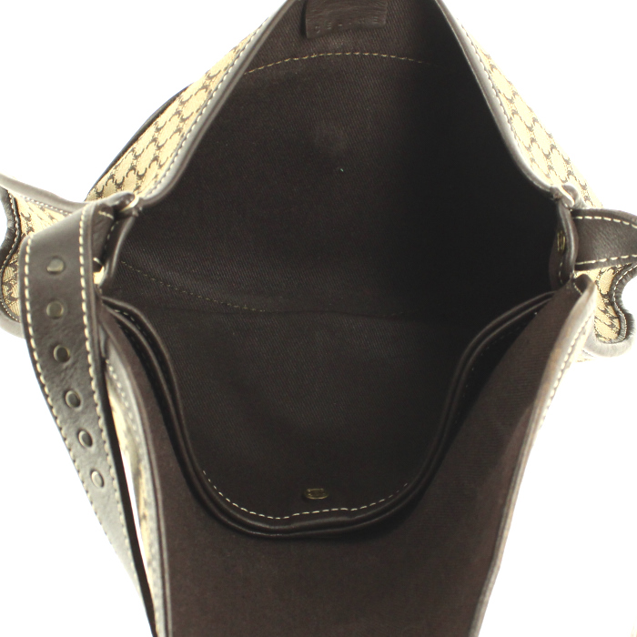 Celine Poulbot handbag in monogram canvas and brown leather - Detail D3