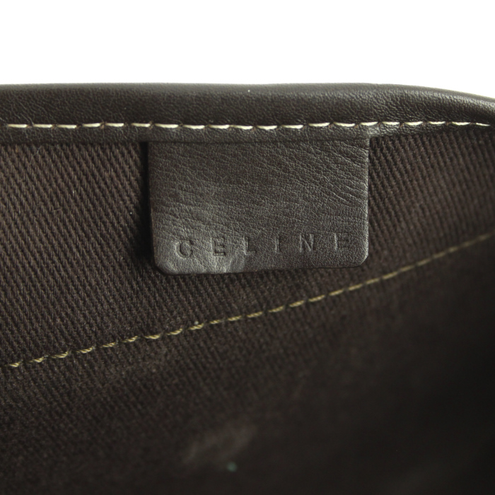 Celine Poulbot handbag in monogram canvas and brown leather - Detail D4