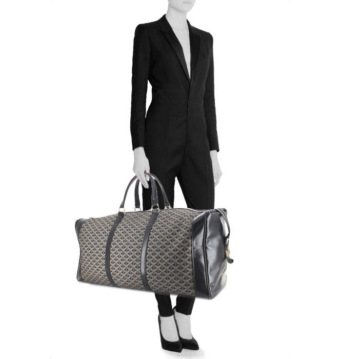 Sac de voyage Goyard en toile monogram et cuir noir - Detail D1