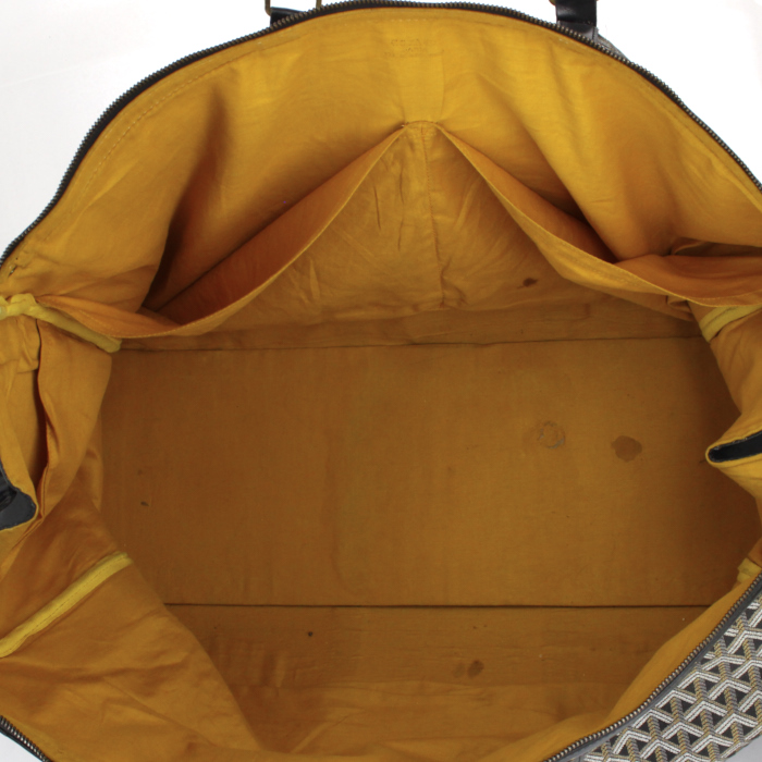 Goyard travel bag in monogram canvas and black leather - Detail D2