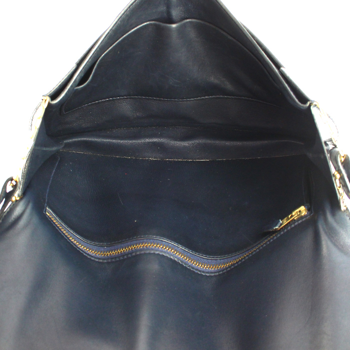 Bolso/bolsito Hermes Lydie en cuero box azul marino - Detail D2