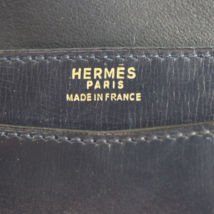 Bolso/bolsito Hermes Lydie en cuero box azul marino - Detail D3