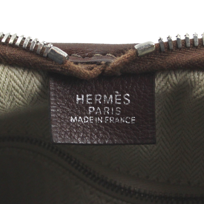 Hermes sac à main Massai en cuir Swift marron - Detail D3