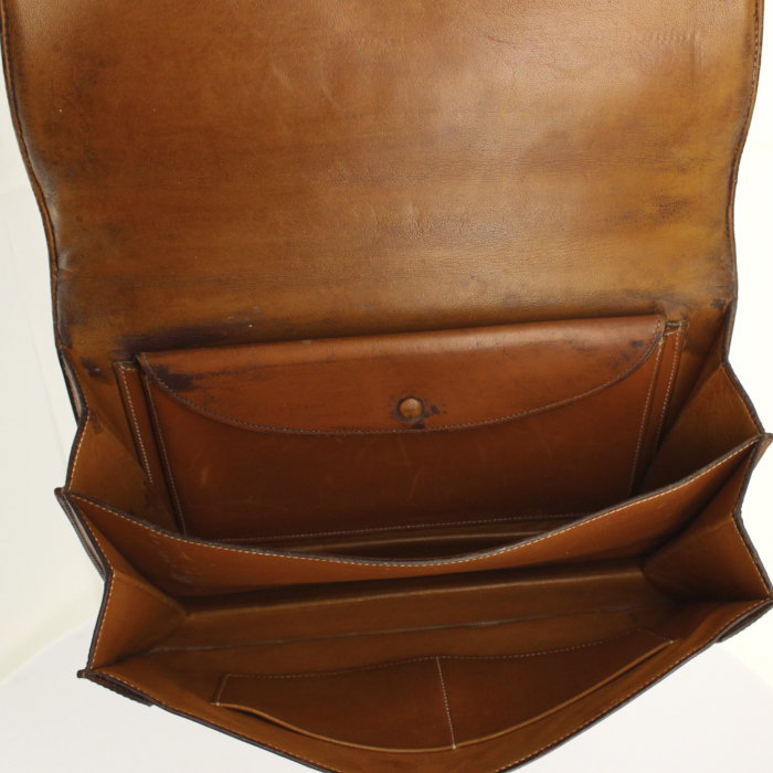 Sac à main Hermes Chaine d'Ancre en cuir marron - Detail D2