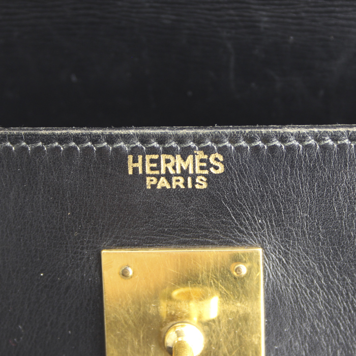 Hermes Kelly 32 cm handbag in black box leather - Detail D3