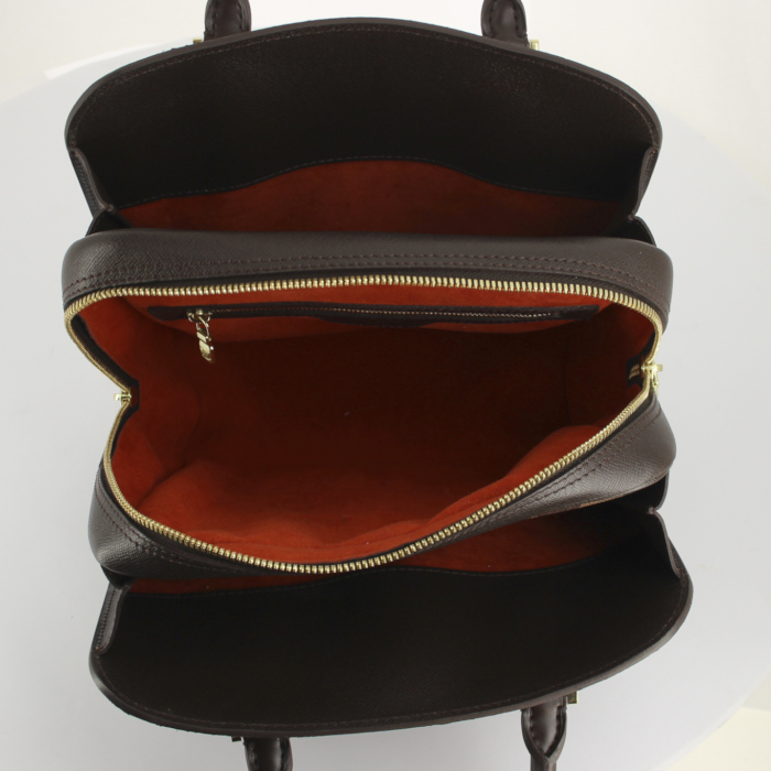 Bolso de mano Louis Vuitton Pont Neuf en lona a cuadros revestida ébano y cuero marrón - Detail D2