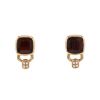 Poiray Indrani earrings for non pierced ears in pink gold,  diamonds and tiger eye stone - 00pp thumbnail
