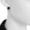 Poiray Indrani earrings for non pierced ears in pink gold,  diamonds and tiger eye stone - Detail D1 thumbnail