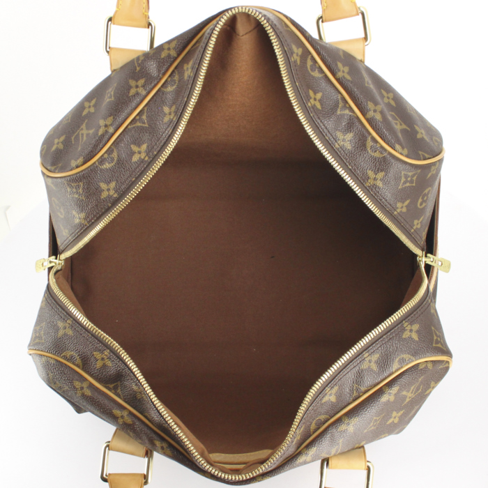 Louis Vuitton travel bag in monogram canvas and natural leather - Detail D2