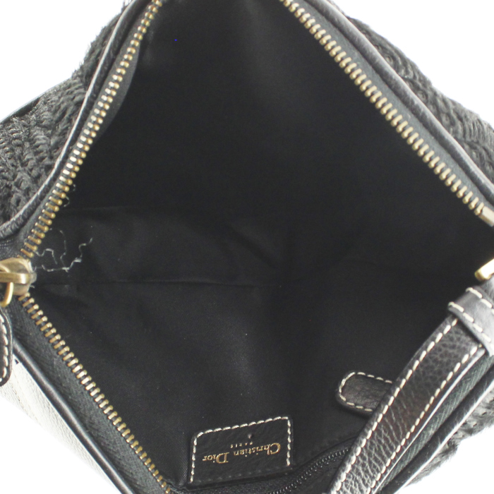 Bolso de mano en lona y cuero negro - Detail D2