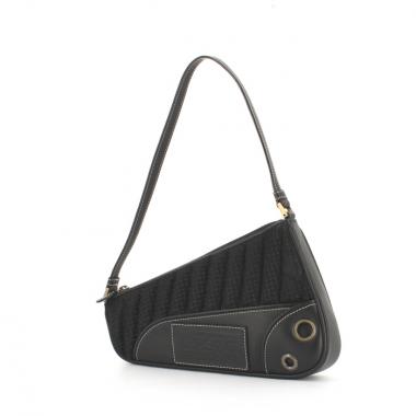 Sac à main en toile et cuir noir