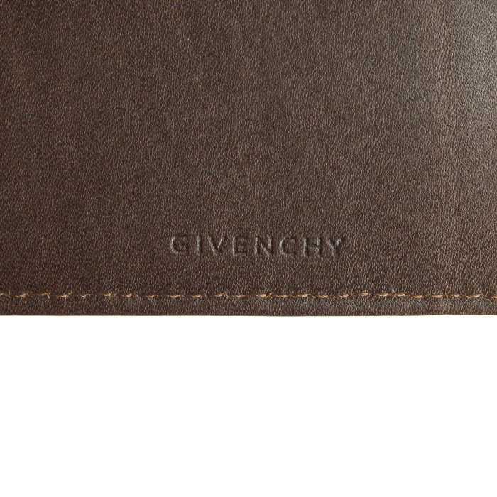 Billetera Givenchy en lona Monogram beige y cuero marrón - Detail D3