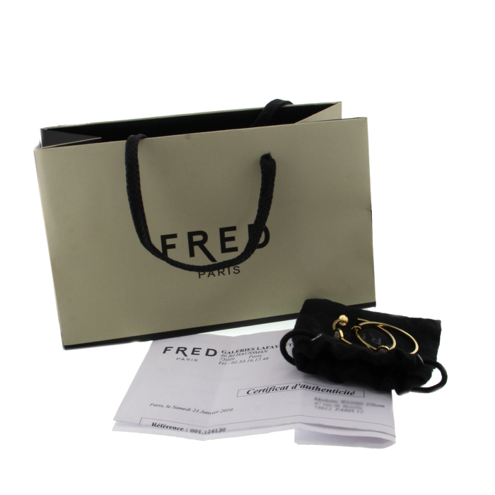 Orecchini a cerchio Fred Miss Fred Moon in oro giallo e diamanti - Detail D2
