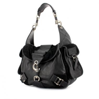 Borsa in pelle e camoscio nero