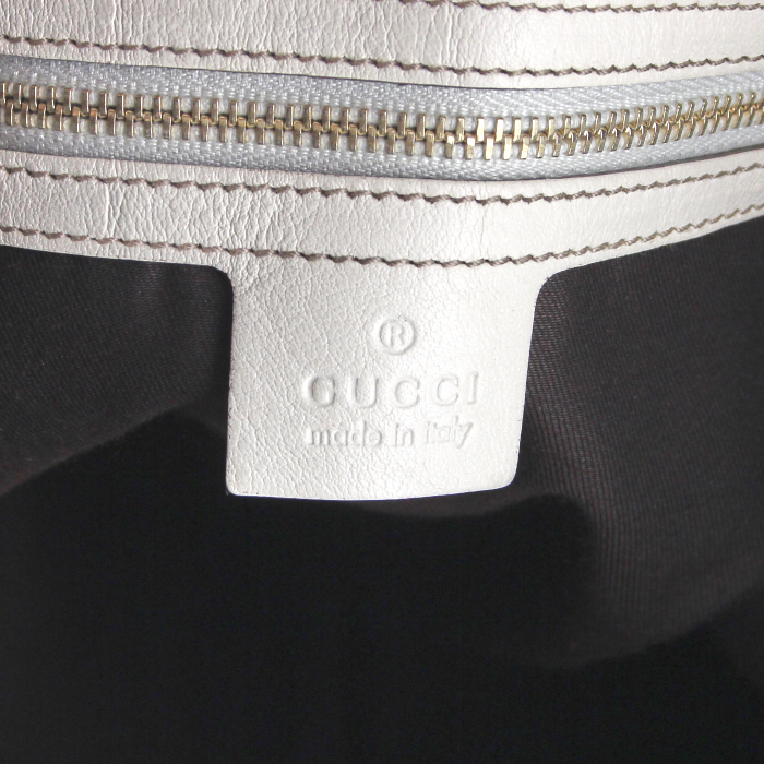 Gucci handbag in monogram canvas and beige leather - Detail D3