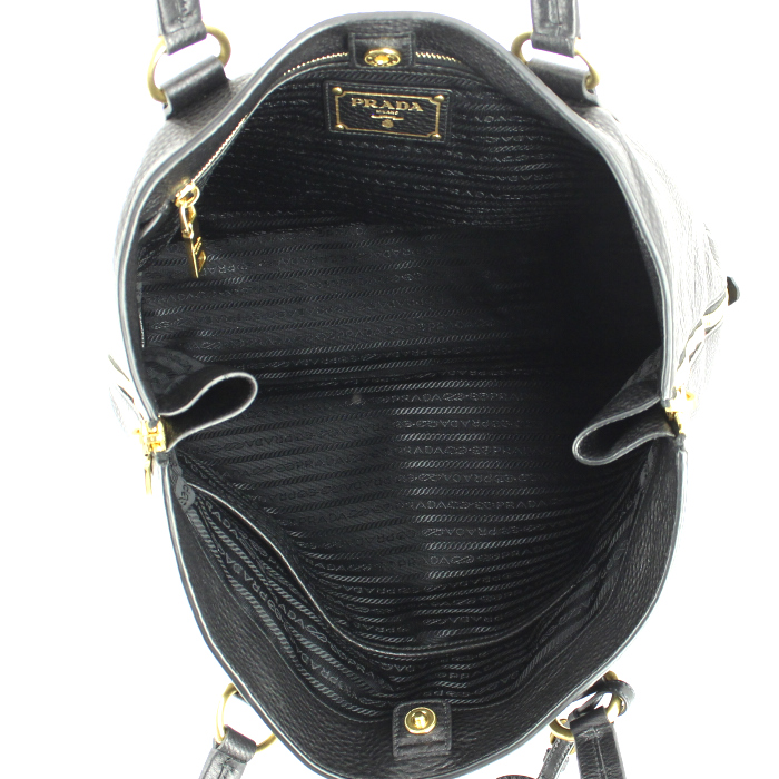 Shopping bag Prada in pelle martellata nera - Detail D2