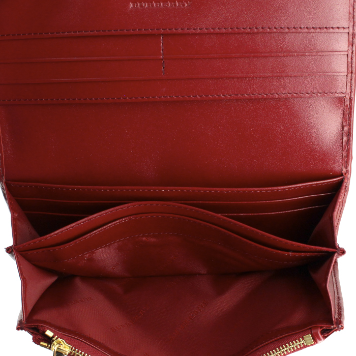 Billetera Burberry en lona Haymarket y cuero rojo - Detail D2