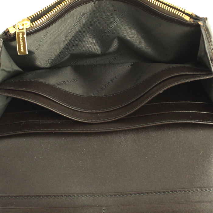 Burberry wallet in beige Haymarket canvas and brown leather - Detail D2