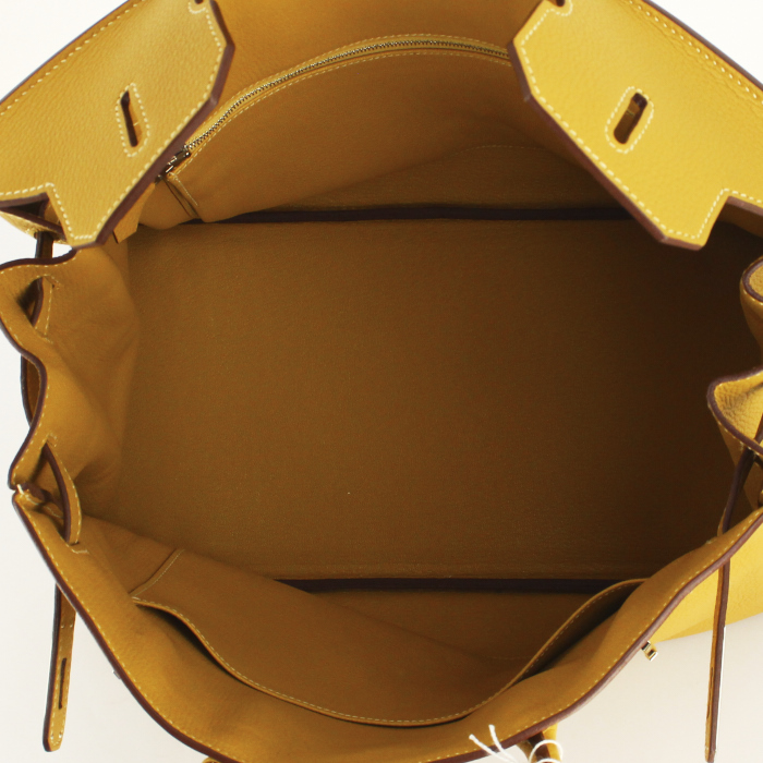 Hermes Birkin 35 cm handbag in yellow togo leather - Detail D2