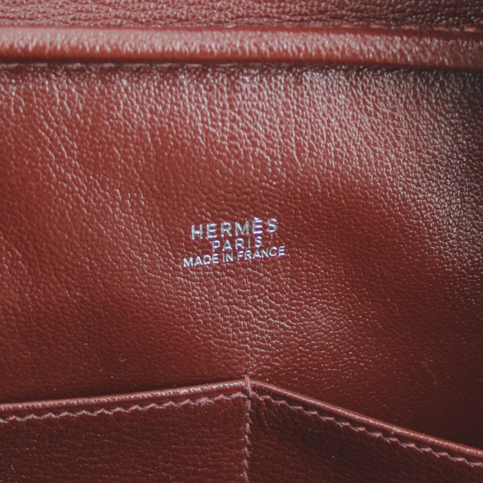 Hermes handbag in burgundy leather - Detail D3