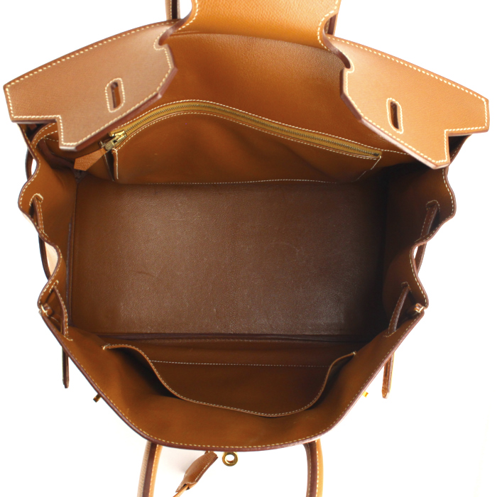 Sac à main Hermes Birkin 35 cm en cuir Courchevel gold - Detail D2